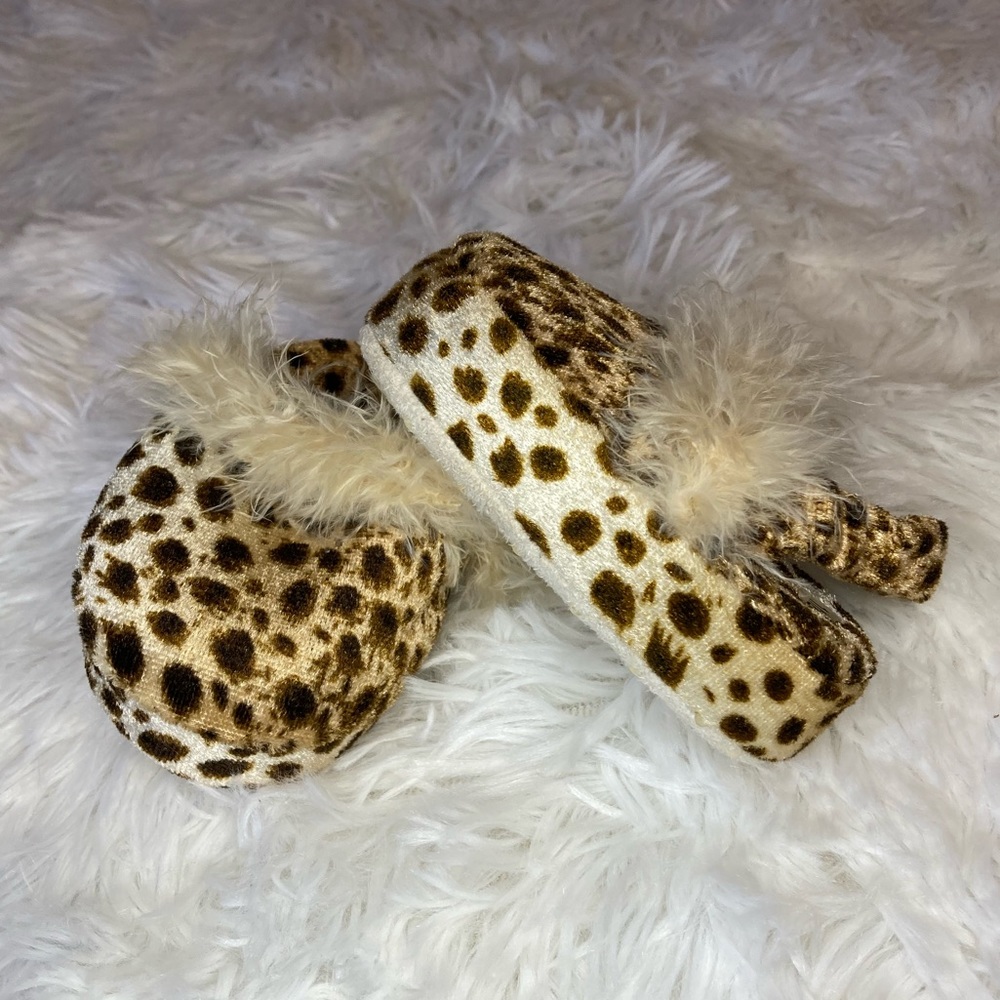 Furry Cheetah Baby Slides